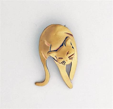 Items Similar To Bronze Cat Pin On Etsy