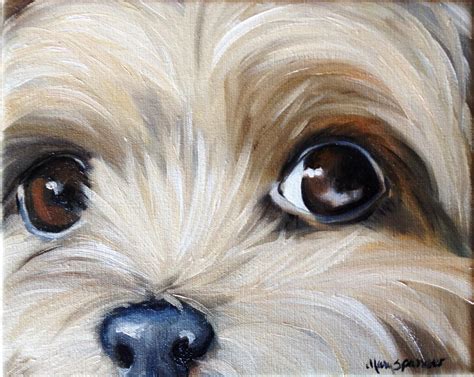 Sparrow Yorkshire Terrier Teacup Puppy Dog Oil Painting Yorkie Art