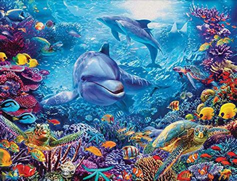 Dolphins And Fish At The Bottom Of The Sea 5d Diamond Painting