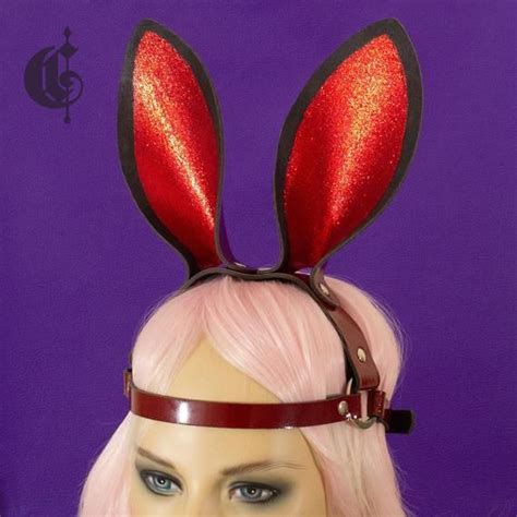 Choose Colour Glitter Leather Bunny Ears Head Harness Petplay Etsy