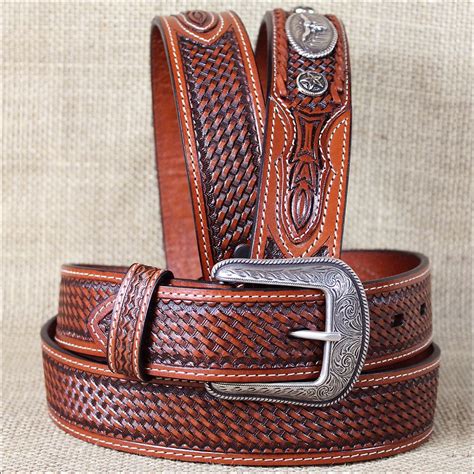 32x1 12 Inch 3d Tan Mens Western Fashion Leather Belt Removable