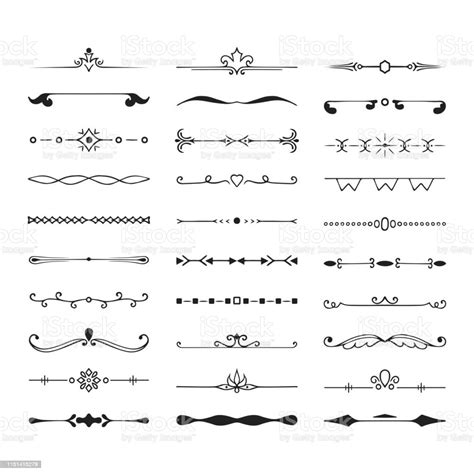 Collection Of Hand Drawn Wedding Dividers Vector Calligraphic Lines
