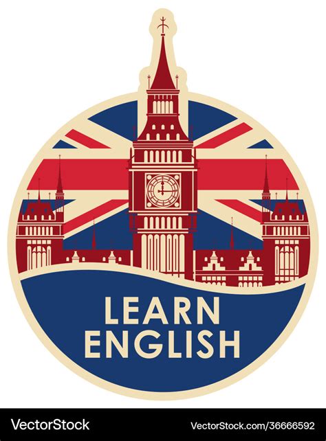 Logo Or Icon With Big Ben For Learn English Vector Image