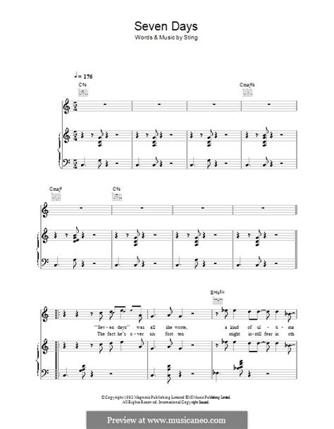 Seven Days By Sting Sheet Music On Musicaneo