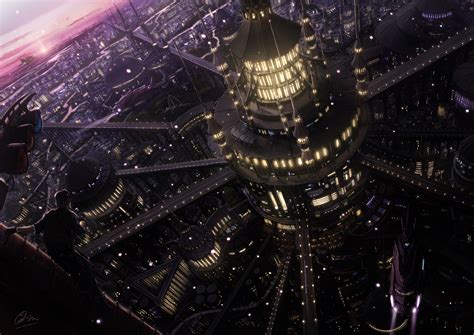 Download City Light Building Anime Sci Fi Sci Fi City Hd Wallpaper By