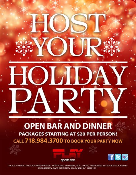 Host Your Holiday Party At Play Sportsbar Holiday Party Packages Are