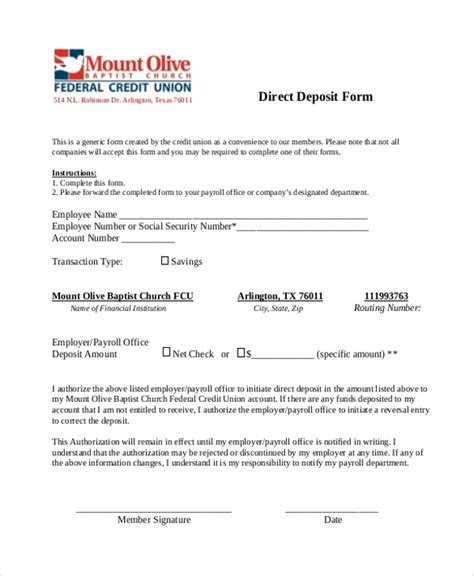 Free 10 Sample Payroll Direct Deposit Forms In Pdf Ms Word Excel