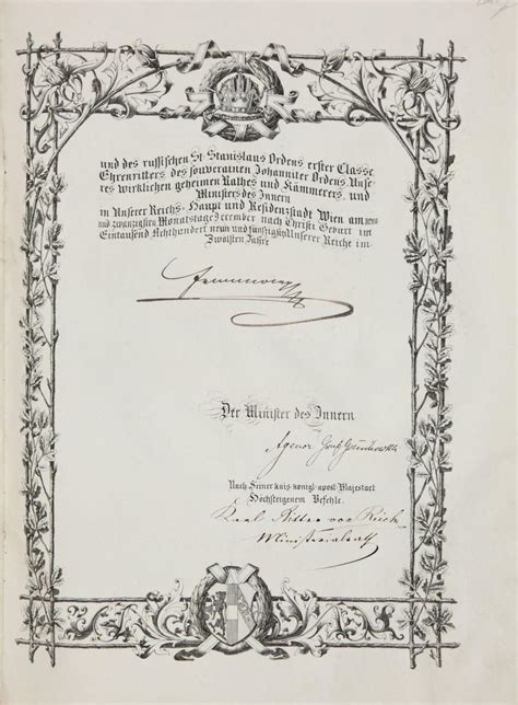 Emperor Franz Joseph Grant Of Arms And Nobility Signed Austro