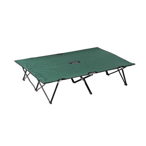 Outsunny Portable Two Person Double Folding Camping Cot For Adults Blue