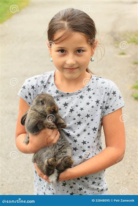Rabbit In Kids Hands Stock Image Image Of Child Hand 32848095
