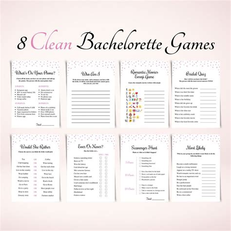 10 Clean Bachelorette Party Games Printable Bachelorette Game Etsy