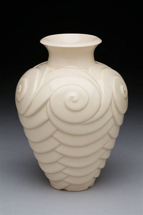 White Carved Porcelain Vase Bellagio Ceramics Pottery Pottery Vase