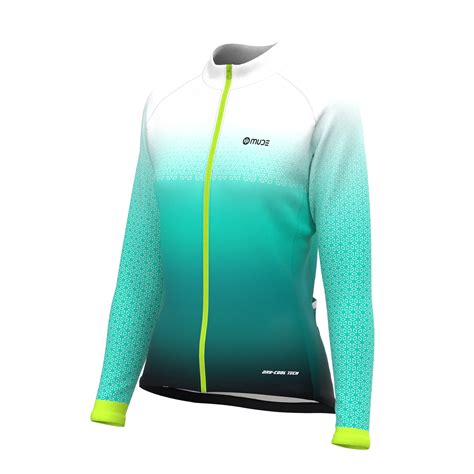 Womens Cycling Jersey Long Sleeve Grading Turquoise Mude Sports Store