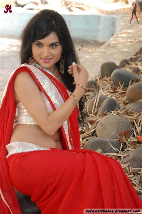 Seductress Kavya Singh Looking Hot In Red Saree Hot N Wild Babes