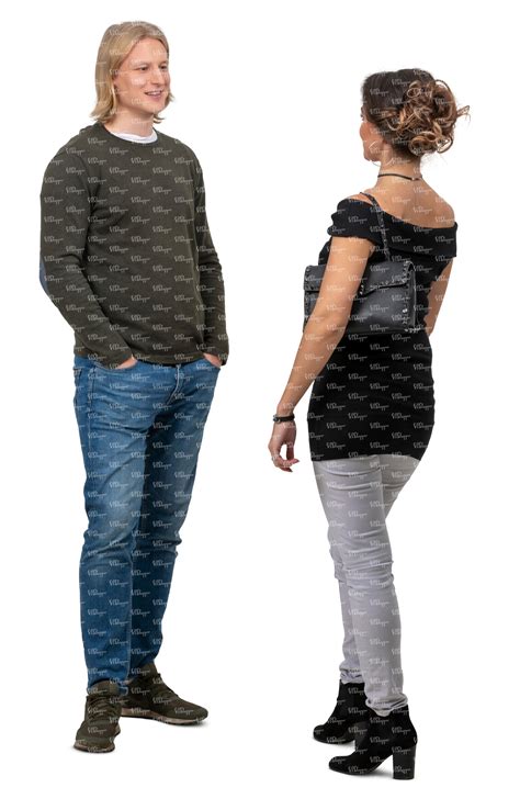 Man And Woman Standing And Talking Vishopper