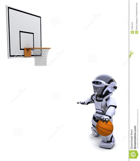 Robot Playing Basketball Stock Illustration Illustration Of Render