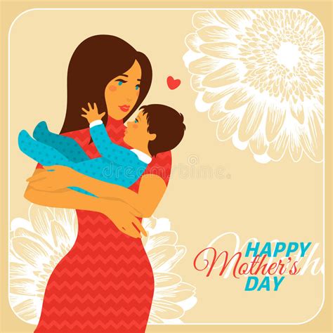 Madre E Hija Con Día De Madres Feliz Ilustración Del Vector