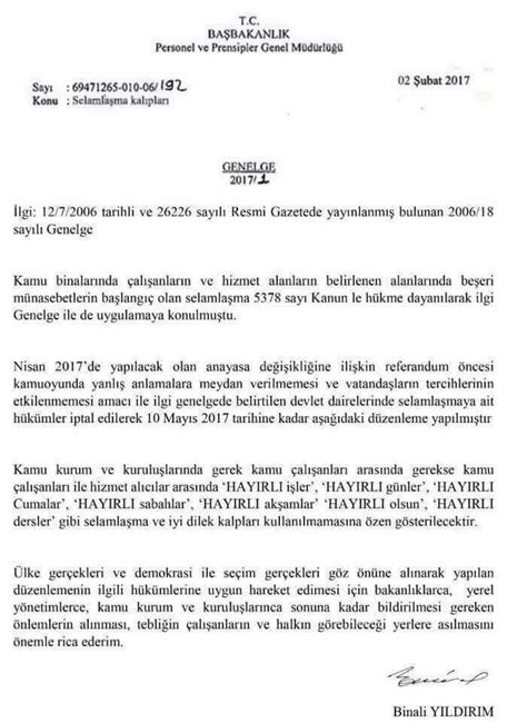 Ekspertiz i̇şleri hakkında genelge no.243. Başbakanlık'ın "hayırlı" kelimesinin kullanımını yasaklayan genelge yayınladığı iddiası - teyit.org