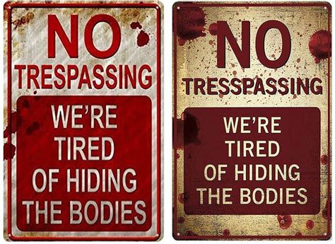 Ucsaji 2pcs Halloween Warning Sign No Trespassing Vintage Metal Sign