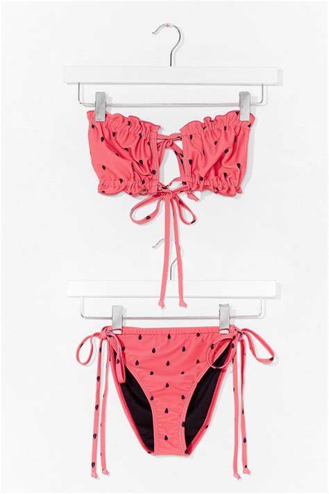 watermelon print ruffle bandeau bikini in 2021 ruffle bandeau bikini watermelon print