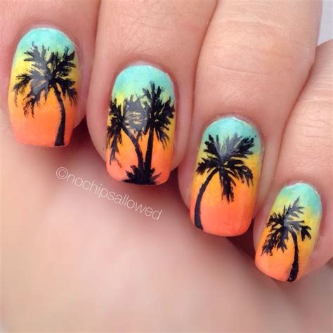 summer sunset palm tree nails palm tree nails tree nails tree nail art