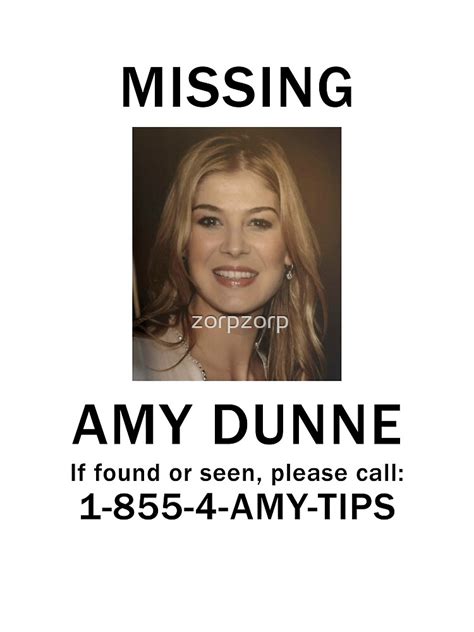 Amy Dunne Missing Poster Art Print For Sale By Zorpzorp Redbubble