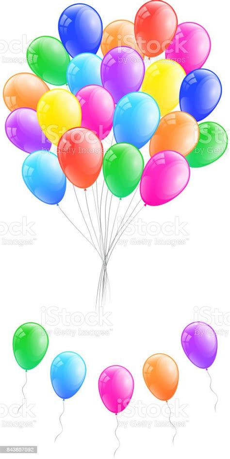 Bunches Of Colorful Helium Balloons Vector Stock Illustration