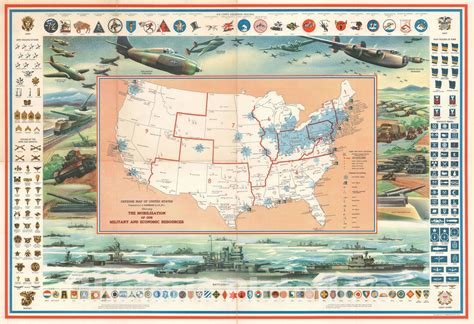 Historic Map Hammond Pictorial Map Of United States Defense