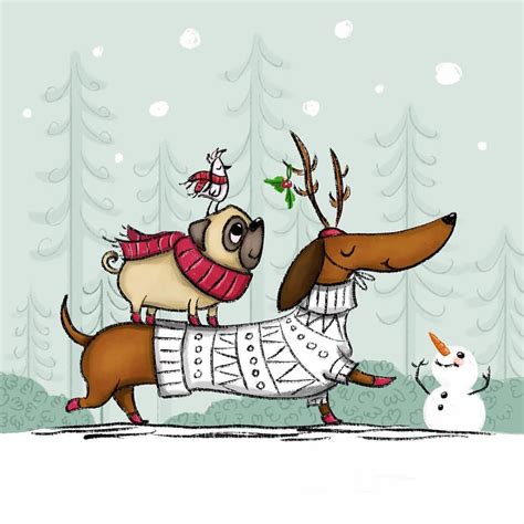 Vector cartoon christmas dog in a frame of garlands. 25 Christmas Animals from Around the World - Meowlogy