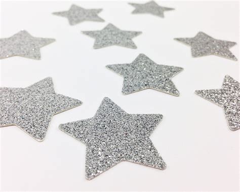 25 Silver Glitter Star Die Cuts 1 38 Inch Glitter Stars
