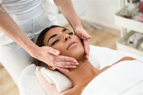 Woman Receiving Head Massage In Spa Wellness Center Stock Image Image Of Caucasian Healthy