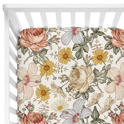 Peytons Vintage Floral Crib Sheet Floral Baby Bedding Floral Crib