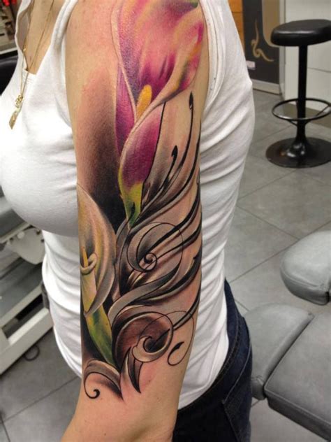 Rose, and lily of the valley. Arum upper arm tattoo | Ink-spiration | Pinterest ...