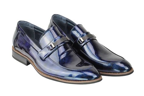 Mens Smart Patent Leather Lined Loafers Slip On Formal Wedding Shiny