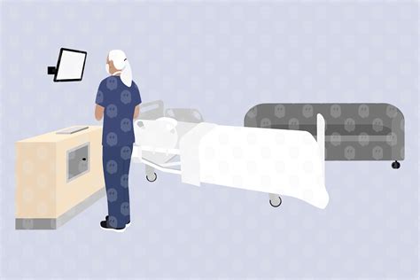 archade doctor checking patient on bed vector drawings