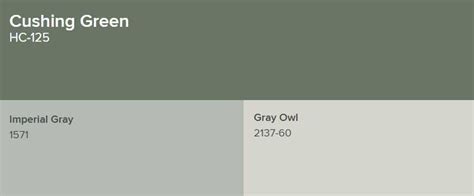 benjamin moore cushing green   imperial gray  gray owl