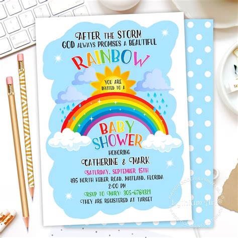 Rainbow Baby Invitation Rainbow Baby Shower Invitation Etsy