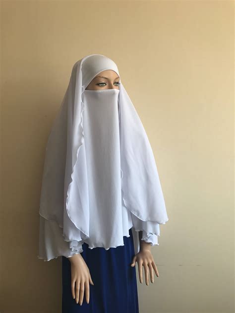 Niqab Veil White Color Long Hijab Niqab Transformerblack Etsy