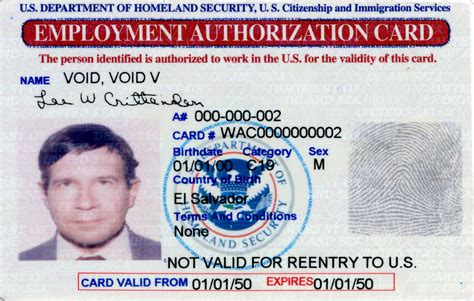 An ead card contains the alien's name and photograph and expiration date of work eligibility. Information Regarding EOIR's eRegistration Program - Employment Authorization Card Example