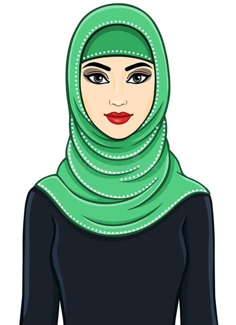 The Woman S Portrait In A Hijab Stock Vector Illustration Of Arabic Egypt 64818847
