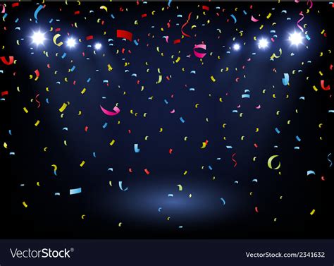 colorful confetti on black background with spotlig