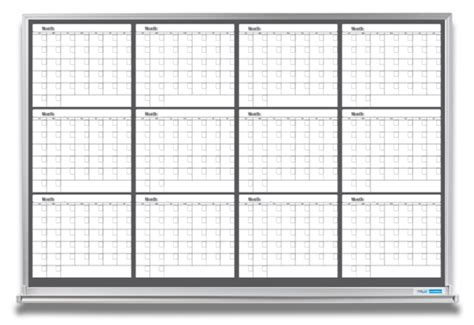 12 Month Whiteboard Calendar Magnetic Surface Bandw Color