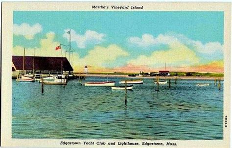 Vintage Marthas Vineyard Postcard Edgartown Yacht Club Etsy