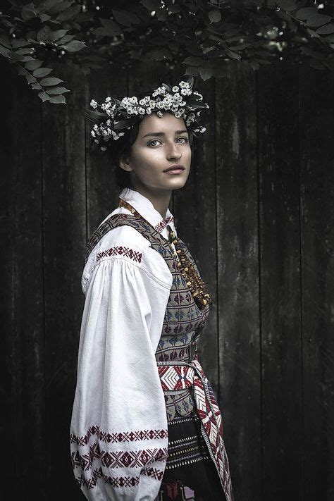 A Young Woman In Traditional Lithuanian 🇱🇹 Costume Complete With A