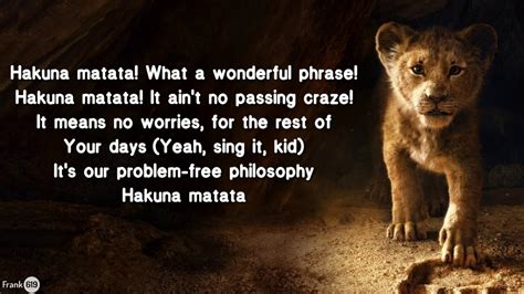 Hakuna Matata 🎵 Lyric From The Lion King Youtube