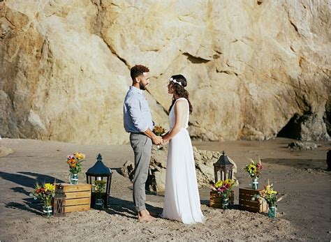Malibu Beach Elopement Shoot Southern California Wedding Ideas And Inspiration