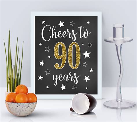 Cheers To 90 Years 90th Birthday Sign Happy 90th Birthday 90th