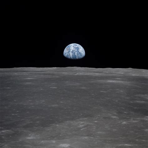 Apollo 11 Mission Image View Of Moon Limb With Earth On The Horizon