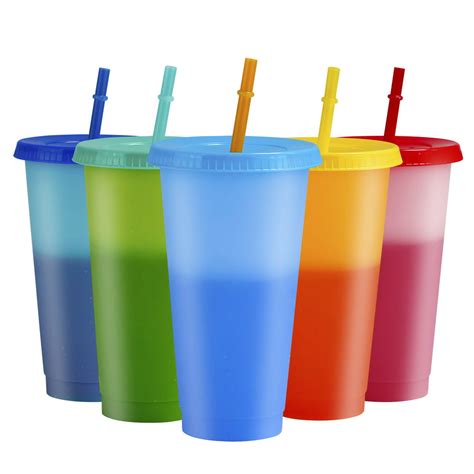 5 Pcs Color Changing Cold Drink Cups 24oz Blank Cold Cups Diy Ts 5