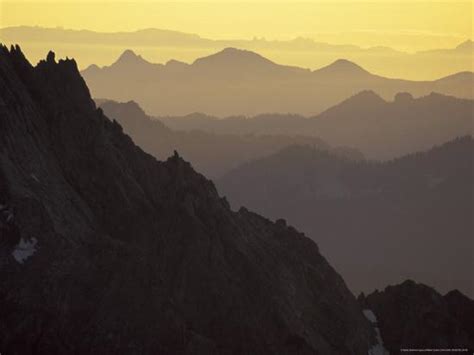 Mountain Ridge Silhouettes Of The North Cascades Washington Usa